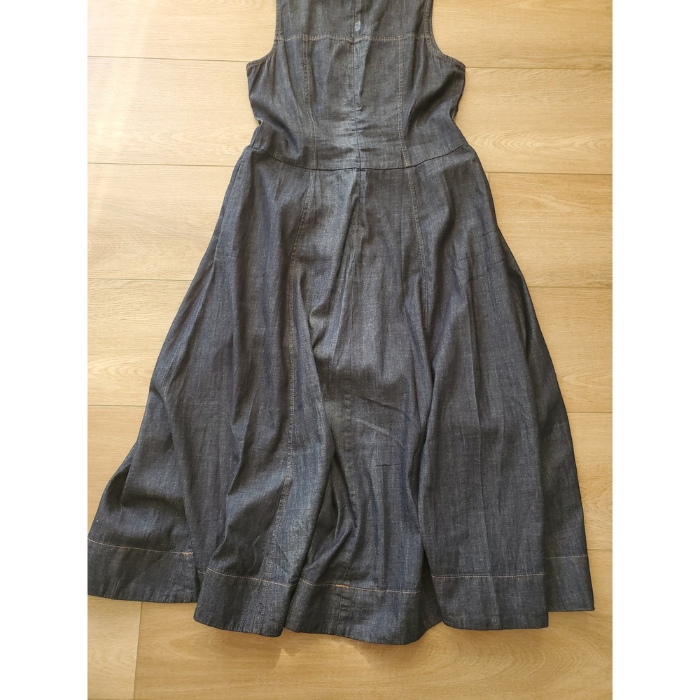 Madewell Denim V-Neck Maxi Dress 100% Cotton Sleeveless Size 12 - Picture 9 of 16